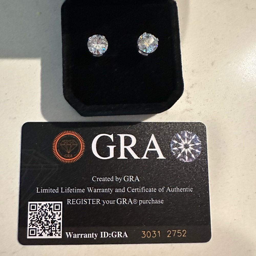 2 Carat Moissanite Stud Earrings – 8mm | 925 Sterling Silver